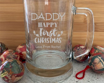 Christmas Personalised Engraved 500ml Beer Glass Beer Mug Beer Stein  Christmas Gift  Teacher Gift  Xmas Gift- GIFT BOX OPTION