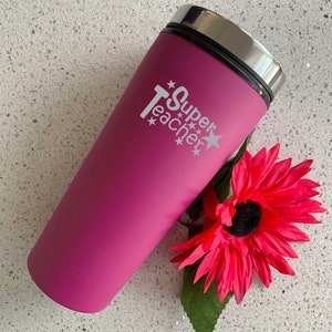 Personalised Teachers Gift Thermo Travel Mug, Coffee Mug, Personalised Engraved Mug , Present Gift Teacher Christmas Gift PURPLE