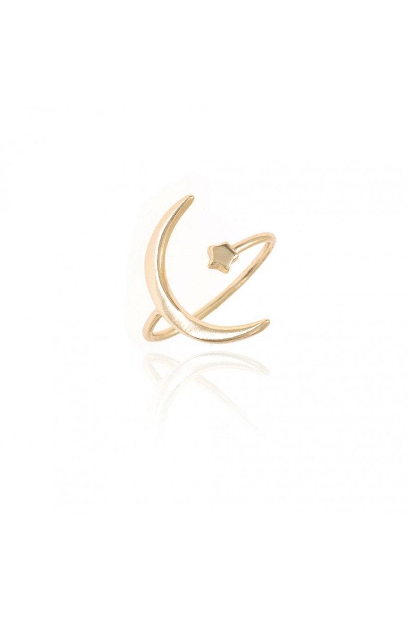 Star and moon ring,moon rinng,star and moon mix ring,boho ring