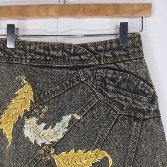 VINTAGE 90’s Hand-Painted Denim Skirt Unique Piece - image 5