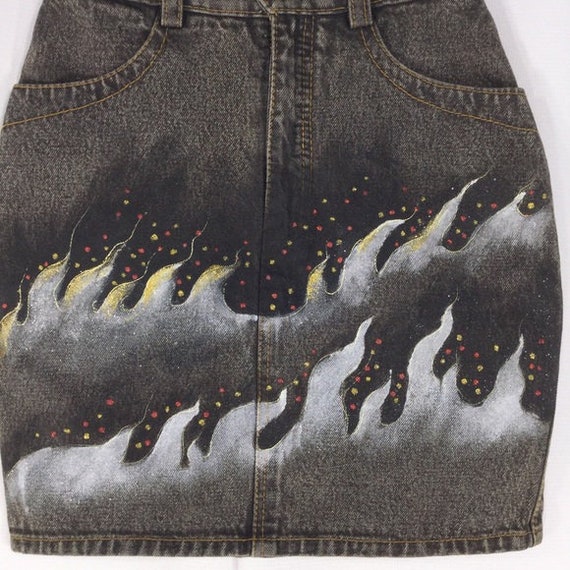 VINTAGE 90’s Hand-Painted Denim Skirt Unique Piece - image 3