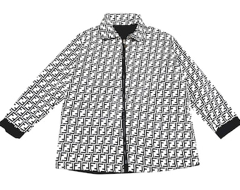 Fendi Roma Monogram Black Reversible Jacket Large Vintage Fendi
