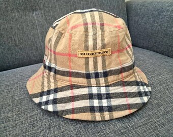 Vintage BURBERRY Haymarket Check Wool Bucket Hat Horse Nova  display picture 3