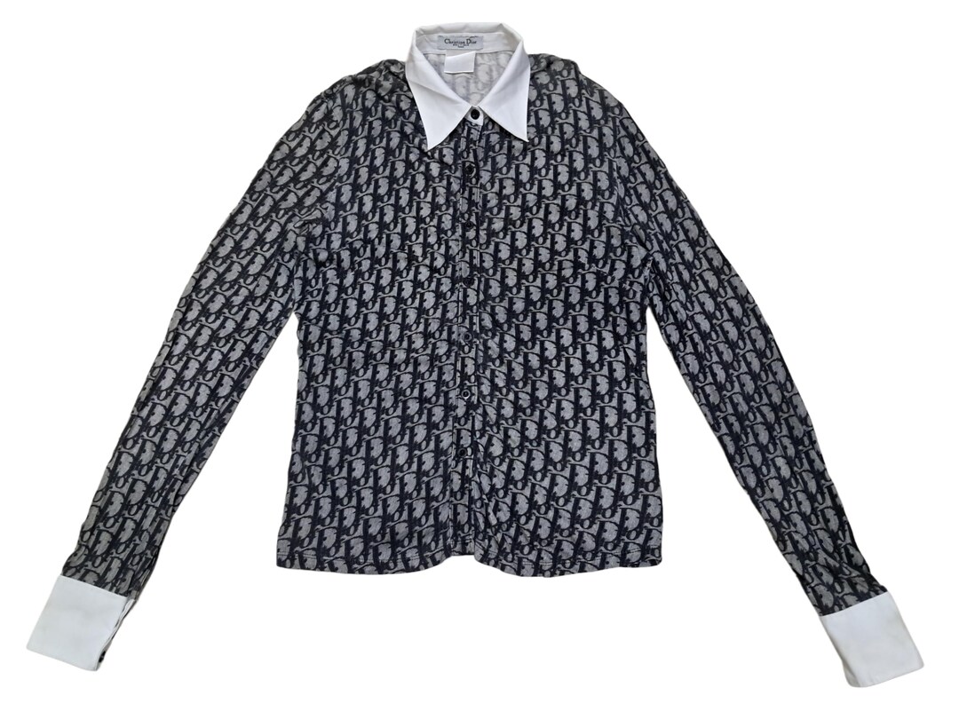 Vintage Christian Dior Monogram Oblique Blue Shirt for Women - Etsy