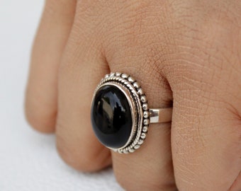 Black Onyx Jewelry Womens Black Onyx Ring Black Onyx Ring Under 100 Ladies Black Onyx Ring 1517 Sterling Silver Black Onyx 925