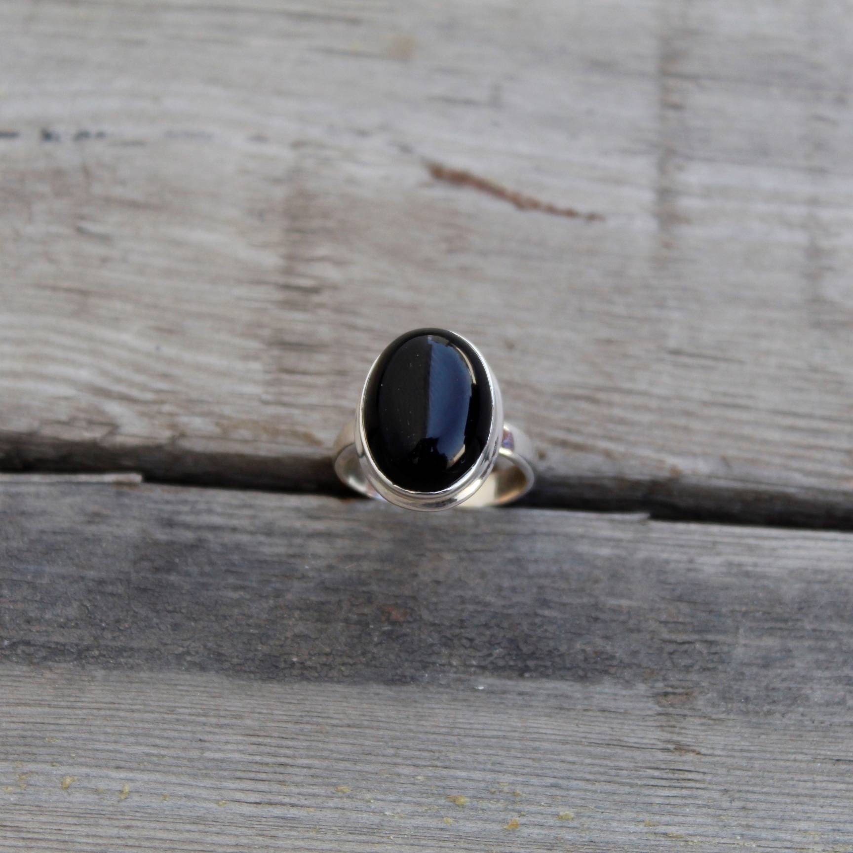 Natural Black Onyx Ring Sterling Silver 925 Designer Ring | Etsy