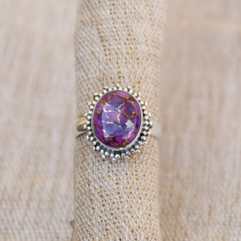 Natural Stone Designer Ring Turquoise Ring Oval Ring Vintage Ring Sterling Silver Ring Purple Mohave Turquoise Ring Beautiful Ring