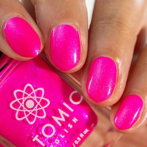 Radon (Rn) - Neon Hot Pink Nail Polish - Shimmer Lacquer - Vegan Cruelty-Free - Handmade Small Batch - 5 Free