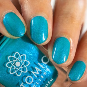 Neptunium (Np) - Neon Blue Nail Polish - Shimmer Lacquer - Vegan Cruelty-Free - Handmade Small Batch - 5 Free