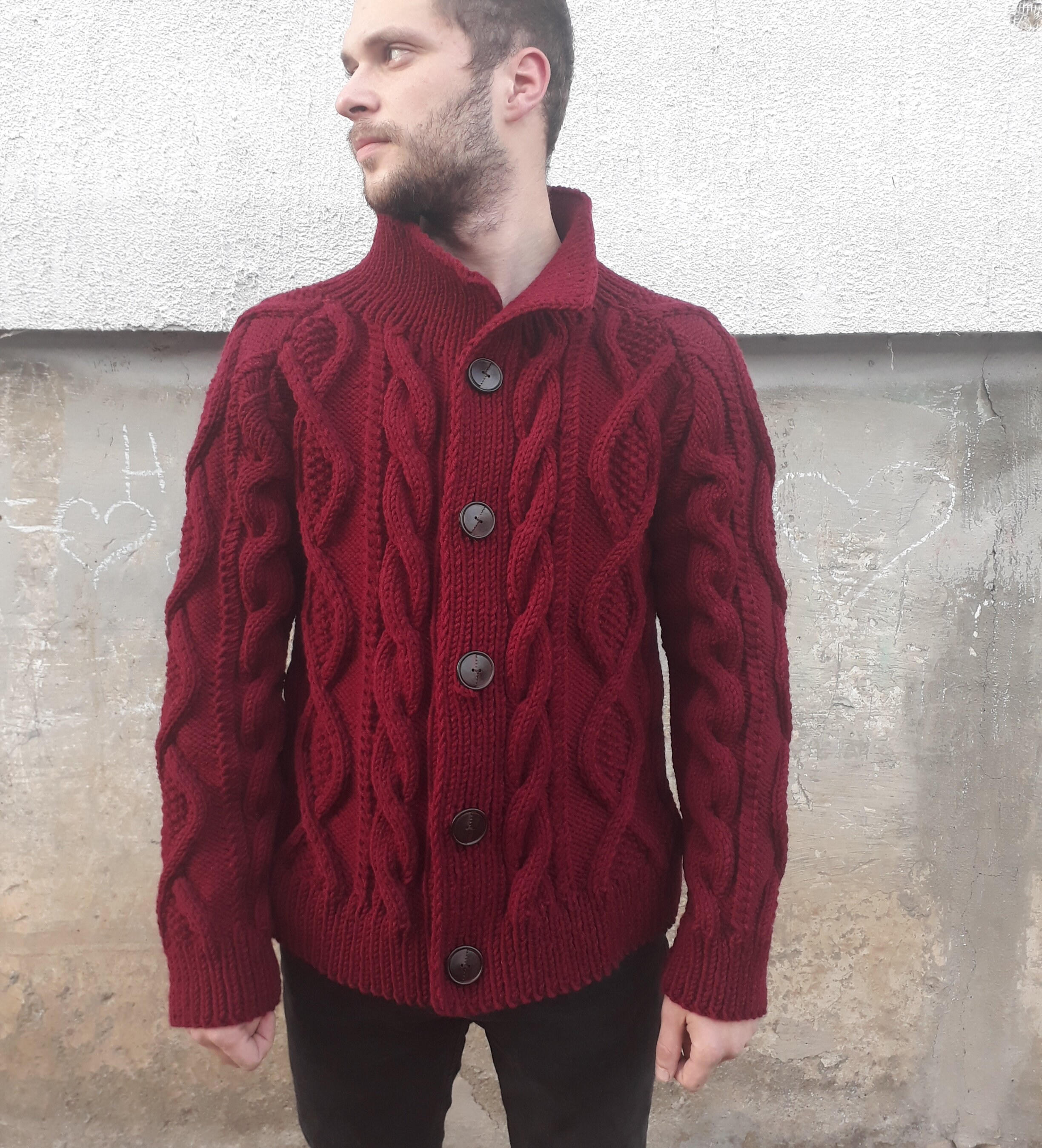 men's cable knit cardigan