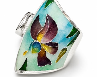 Iris Garden - Sterlingsilber Cloisonné Emaille Ring