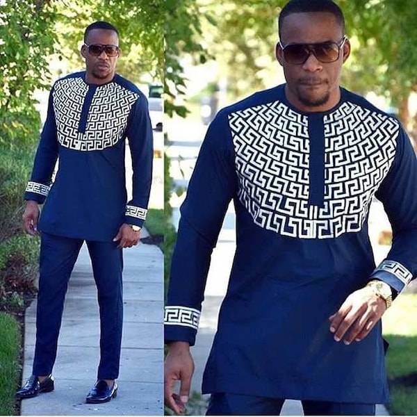 African men's clothing / wedding suit/dashiki / African men's shirt/ vêtement africain/ chemise et pantalon/African attire/prom dress