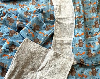 Blue Teddy Bear Receiving Blanket, Burp Cloth and Wash Cloth Sets