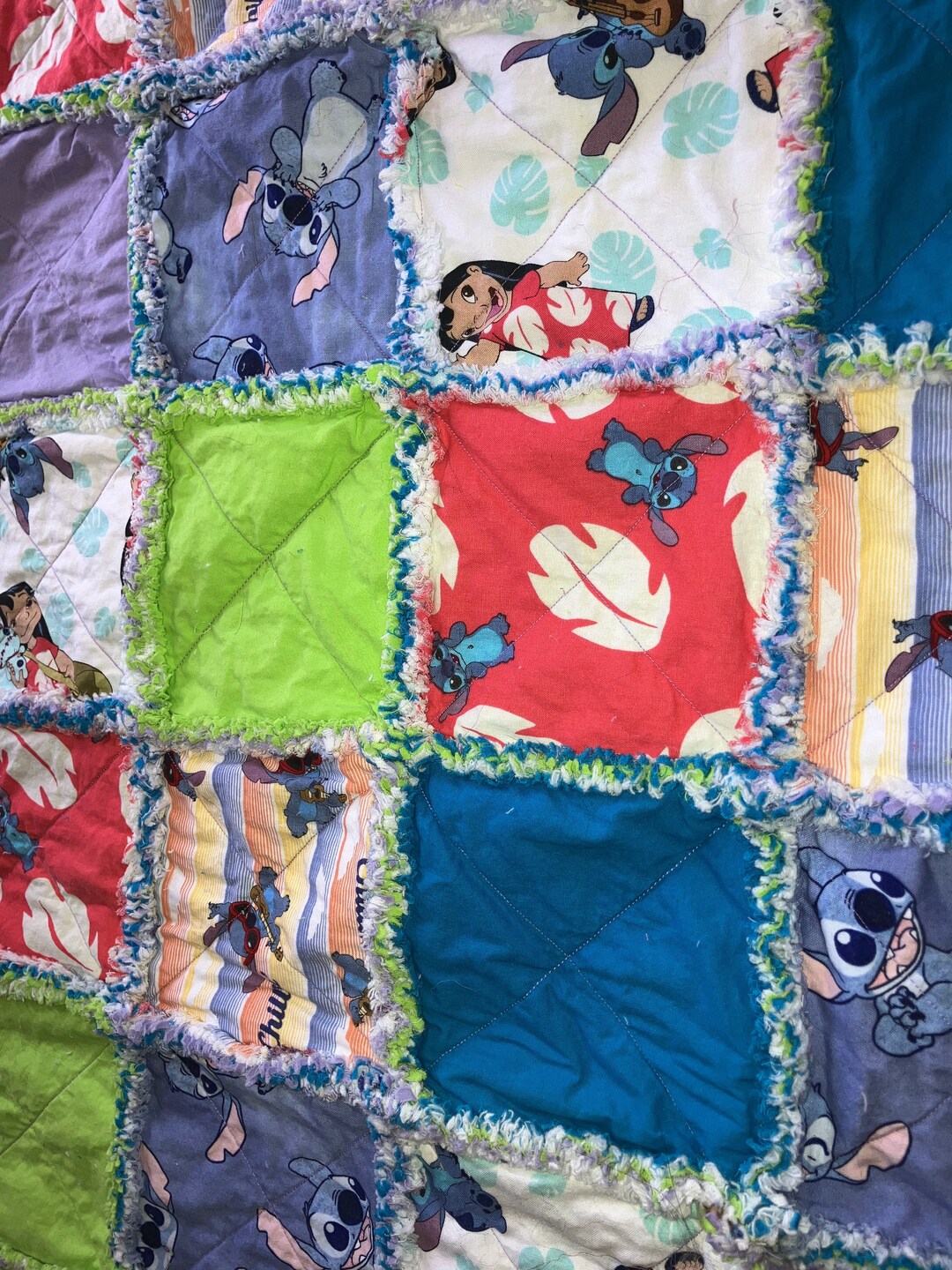 Large Lilo and Stitch Rag Quilt - Etsy