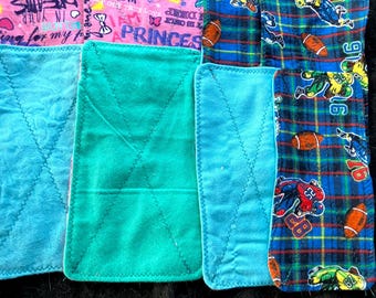 Football or Princess 2 ply Flannel Baby Wipes for face/hands or bottoms