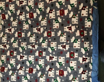 Gray, Polar Bear Flannel Baby Receiving Blanket