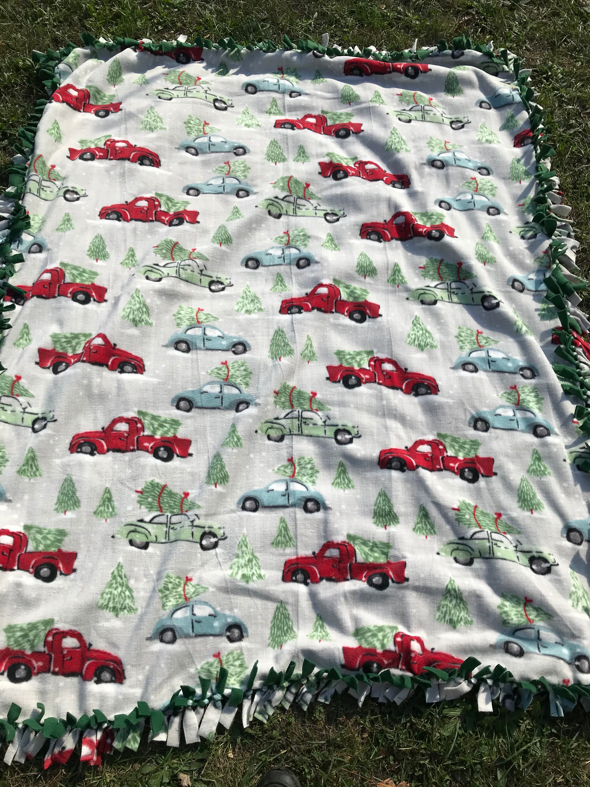 Christmas Tie Blanket christmas Trees and Trucks Etsy