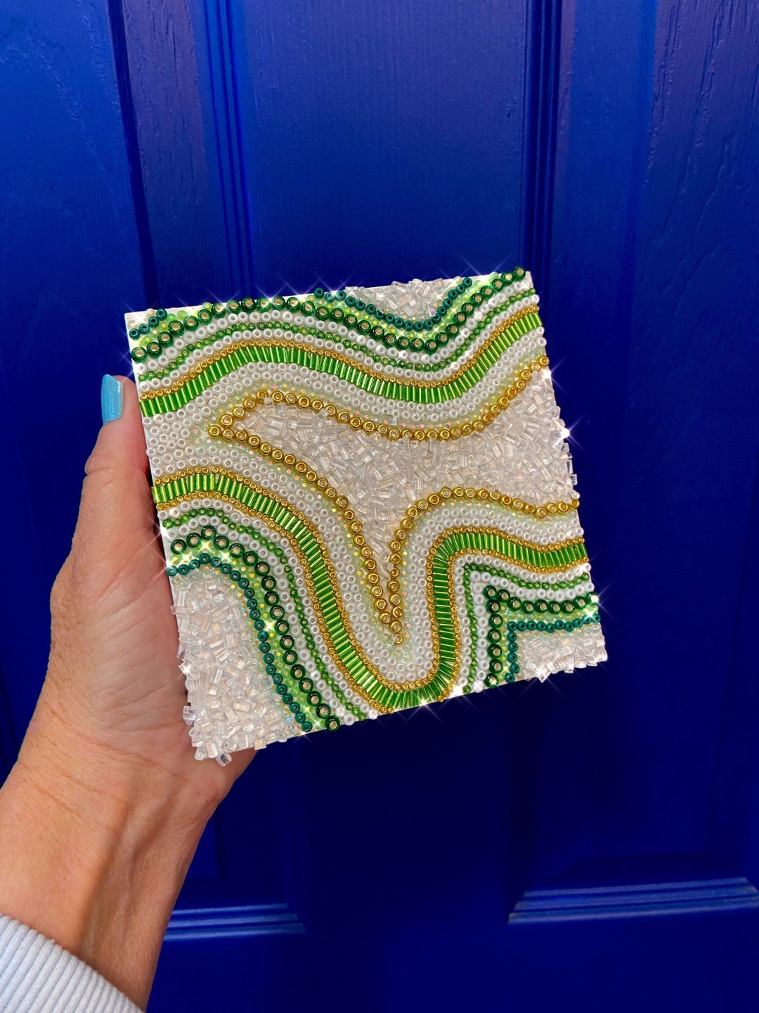 Bead Art on Canvas Rhinestone Art Sun Catcher Art Bead Etsy