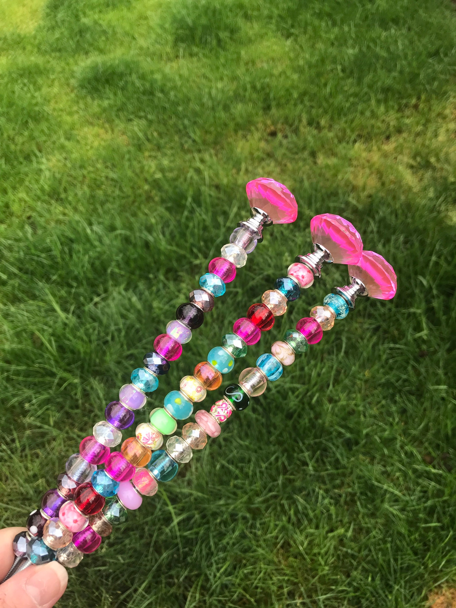 Yard art garden stake glass bead art plant stake garden Etsy