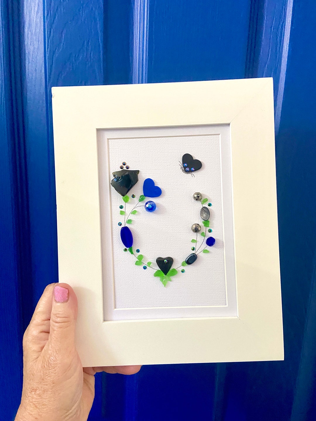 Sea Glass Art Picture Sea Glass Framed Art Sea Glass Etsy