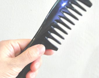 Natural Wide Toothed horn Comb, Anti Static black Buffalo Horn Comb, Curly-wavy Hair horn Comb, Massage horn comb