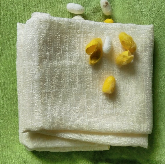 Raw Silk Body Towel Handwoven Hair Towel Spa Towel Non-dyed. 100% Natural  Raw Silk Antibacterial, Hypoallergenic Towel 