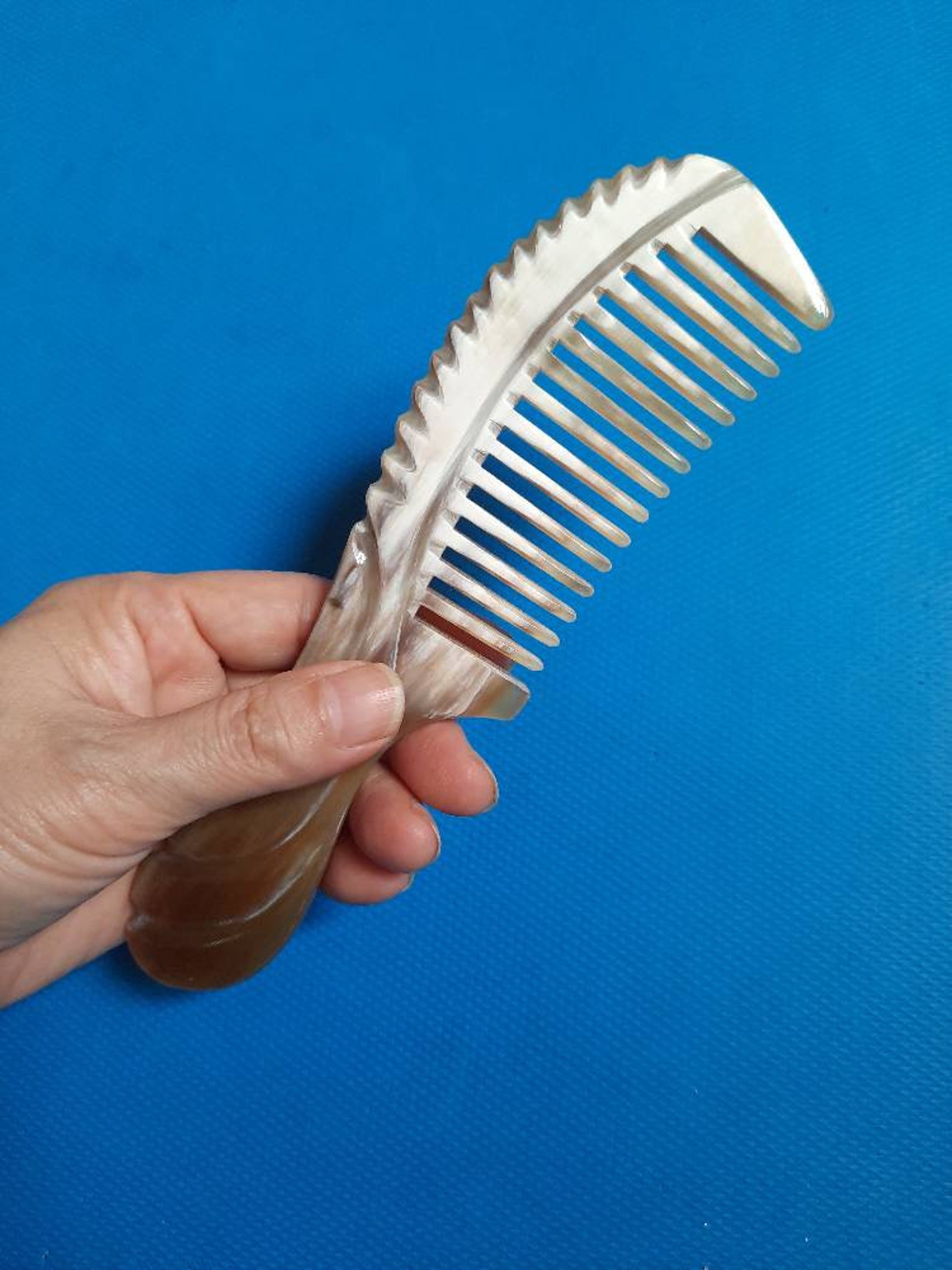 Set of 3 Hair Buffalo Horn Combs for Family. Smooth Tooth Anti Static Comb Perfect for You Hair