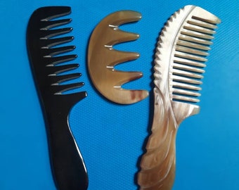 Set of 3 hair Buffalo Horn Combs for Family. Smooth tooth Anti Static Comb Perfect for you hair.