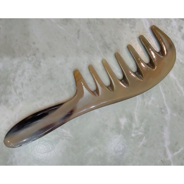 Natural Horn Comb, Extra Wide Toothed Comb, Anti Static Buffalo Horn Comb, Horn Hair Comb, Massage horn comb