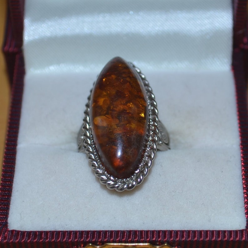 Antique Vintage Natural Baltic Amber ring sea amber stone6 gr.hypoallergenic,medical,amazing,pure amber womens,gift,silver color metal