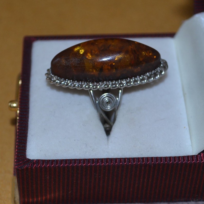 Antique Vintage Natural Baltic Amber ring sea amber stone6 gr.hypoallergenic,medical,amazing,pure amber womens,gift,silver color metal