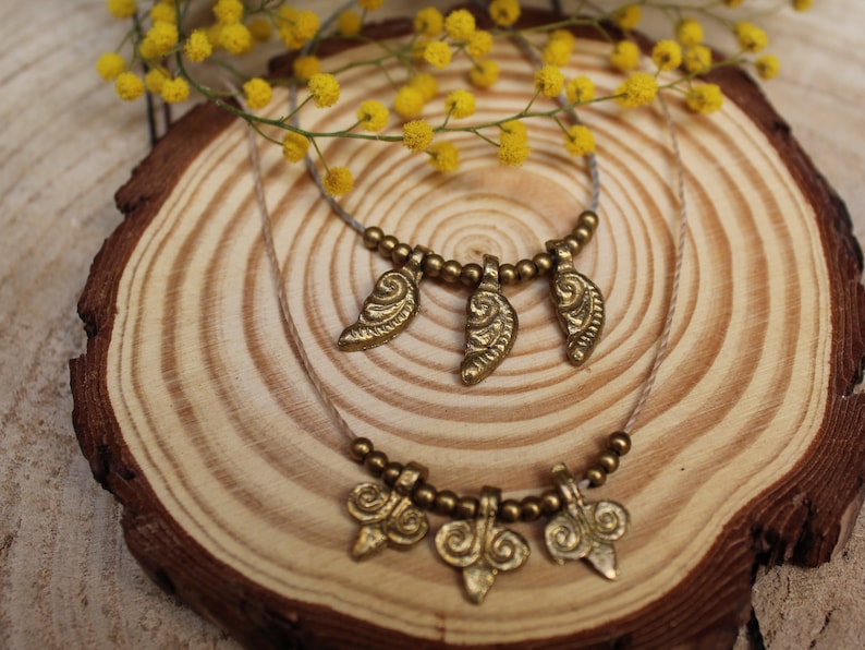 Macrame necklace and brass beads,Simple necklace for her,adjustable Chocker,Necklace with brass Simple necklace with brass beads