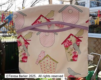 Handmade fabric clothes peg bag