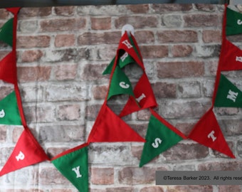 Handmade cotton Christmas flag bunting
