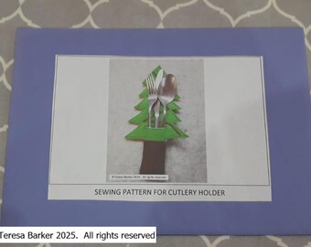 Pattern for a fabric cutlery holder, physical pattern, easy to follow instructions by picture and words, ideal for any occasion