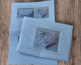 Sewing Pattern for a Zipped pouch with reinforced corners, physical pattern
