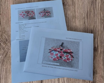 Sewing Pattern for a Faux Leather Poppered Glasses Case,  physical pattern