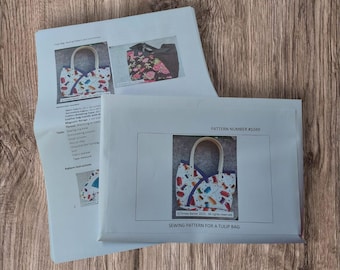 Pattern for a Tulip Bag, physical pattern, easy to follow instructions with picture and words