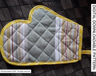 Pattern for an oven glove, downloadable pattern, easy to follow instructions by picture and word