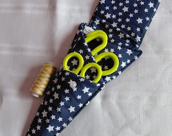 Padded triple scissor storage pouch,  keep your scissors safe, beautiful padded scissor holder, scissor tidy
