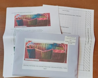 Pattern for a sewing table organisational mat,  physical pattern, easy to follow instructions by picture and words