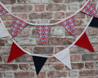 Handmade cotton D-Day celebration bunting, celebrate 80 years since D-Day, decorate our houses, decorative flag bunting, reusable