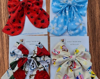 Fabric Hair Bow on a rectangle Metal French Barrette Plain Base Hair Clip