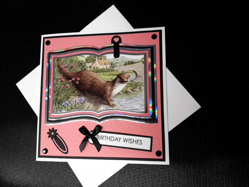 Handmade Birthday Card featuring a graceful otter