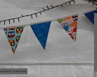 Pattern for reusable fabric flag bunting, downloadable pattern, easy to follow instructions by picture and words