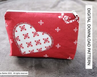 Pattern for make up/toiletries bag, downloadable pattern, easy to follow instructions by picture and words