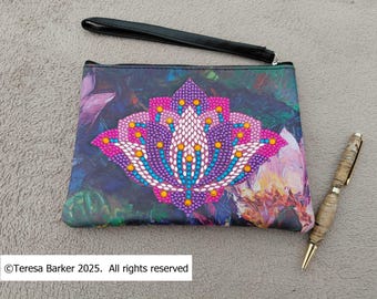 hand decorated crystal art pouch/purse