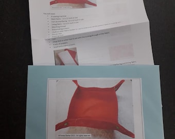 Pattern to make your own fabric serving dish that folds flat, physical pattern, easy to follow instructions by picture and words