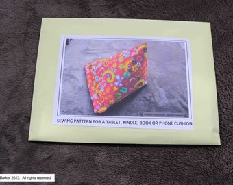 Pattern for a tablet/kindle/book/phone cushion, physical pattern, easy to follow instructions by picture and words