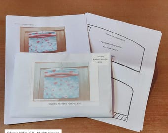 Pattern for a peg bag,  physical pattern, easy to follow instructions by picture and words